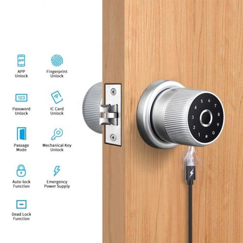 Mobile APP Smart Fingerprint Door knob with Google home and Alex